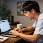 ブログ執筆中の作業風景