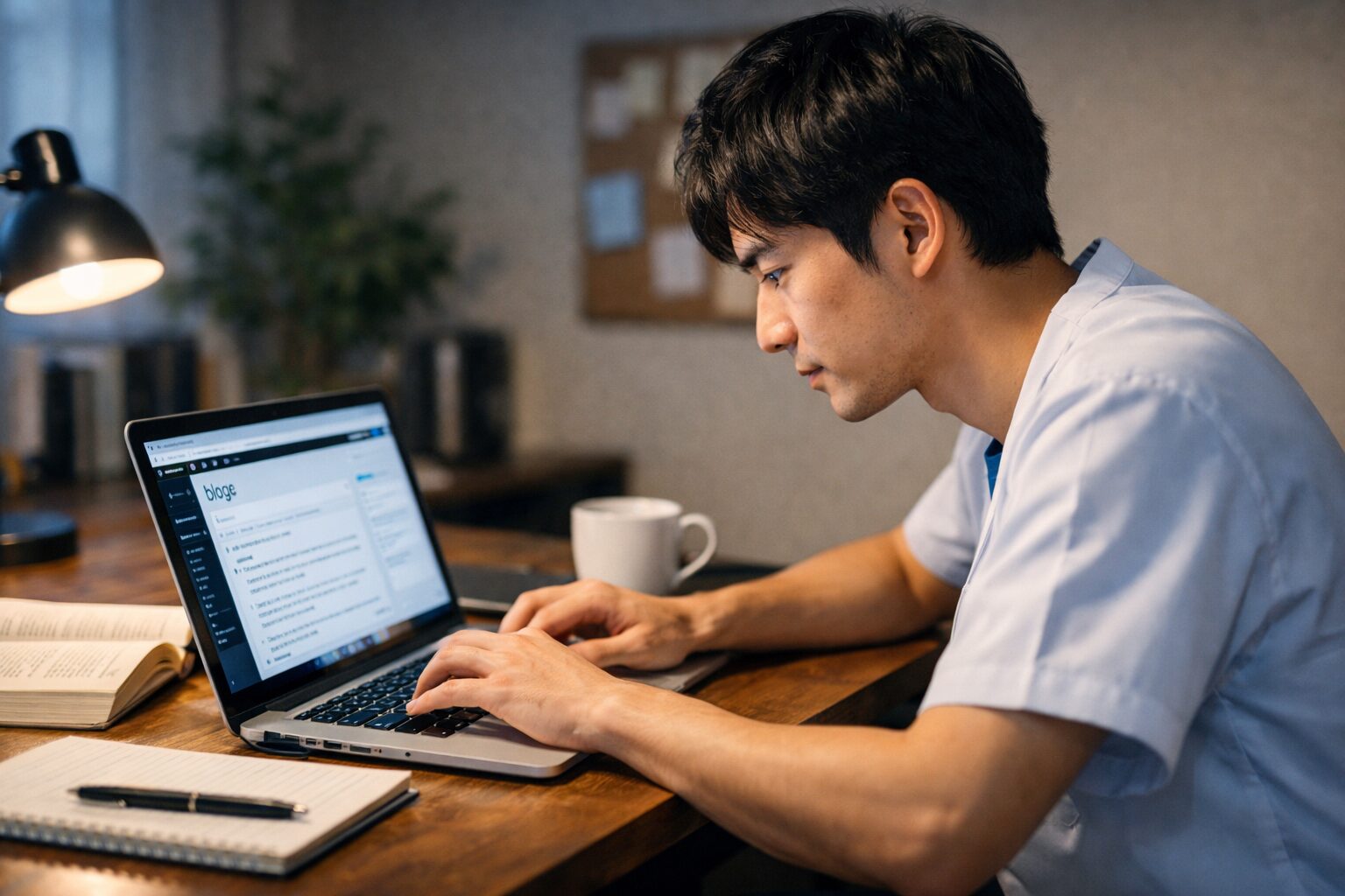 ブログ執筆中の作業風景