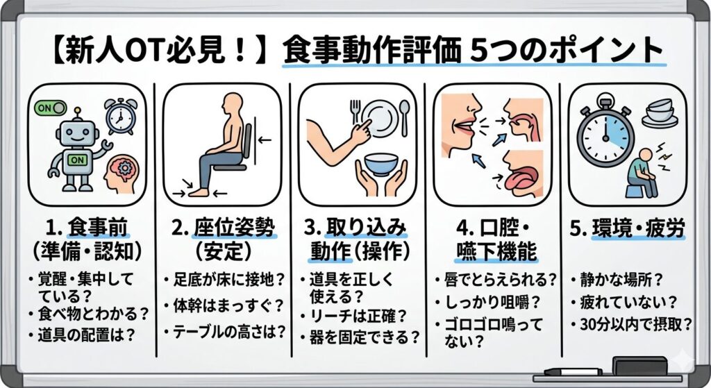 新人作業療法士　食事　評価　基礎