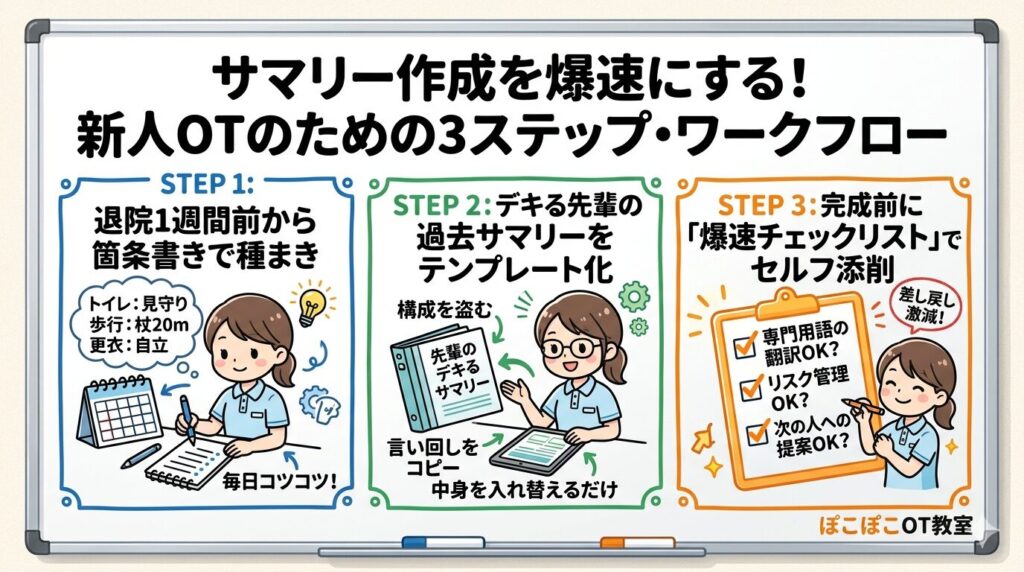 リハビリサマリー　作成　3ステップ